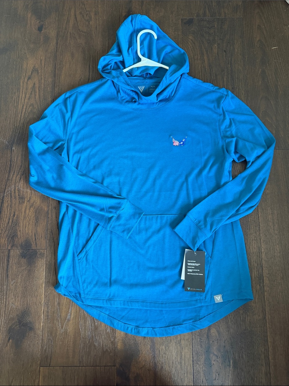 Women’s V-Neck Hooded Sweater in Bright Blue - Succession Country Club Logo